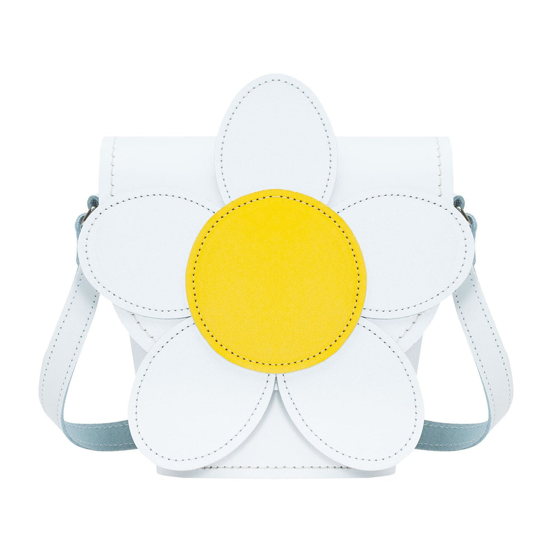 Handmade Leather Daisy Barrel Bag - White-0