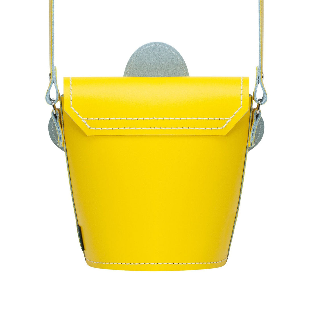 Handmade Leather Daisy Barrel Bag - Pastel Yellow-3