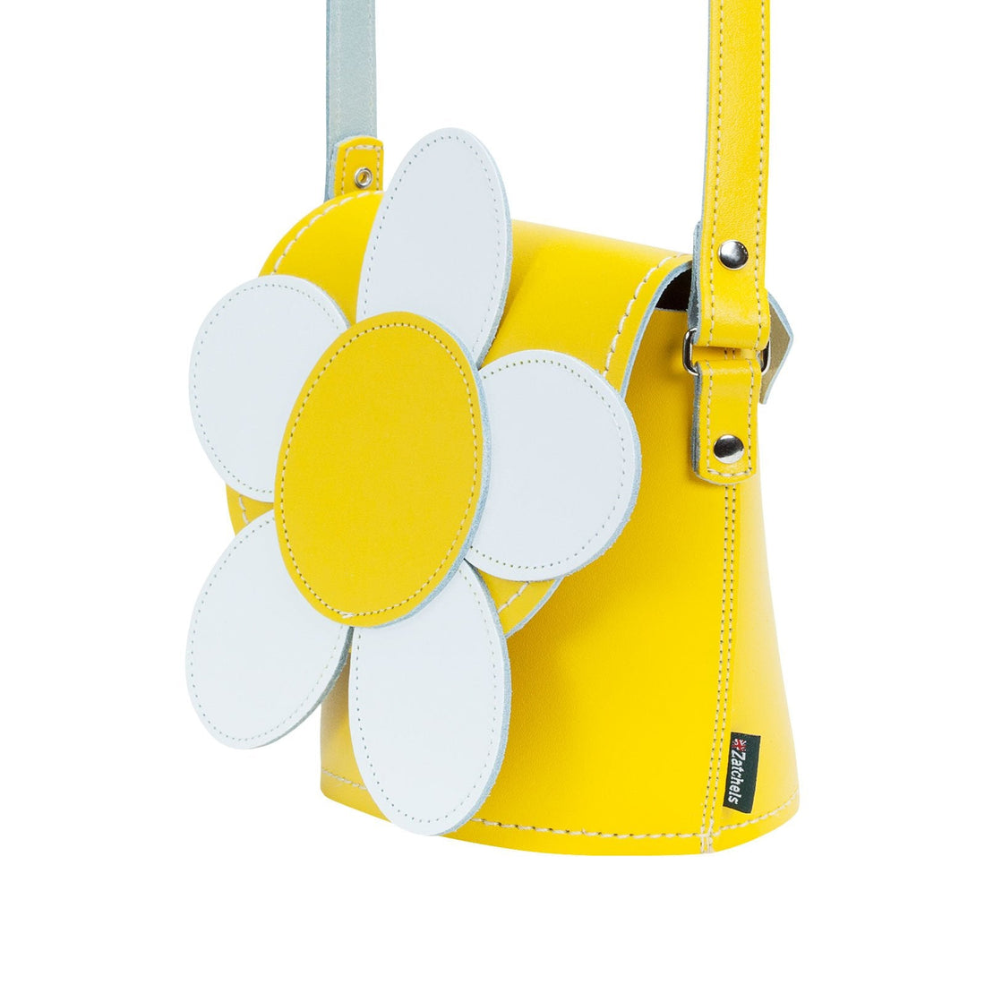 Handmade Leather Daisy Barrel Bag - Pastel Yellow-2