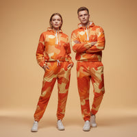 Camo Windbreaker Jacket | Women's Orange Cropped Pullover Hooded Jacket