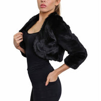 Open Front Faux Fur Bolero