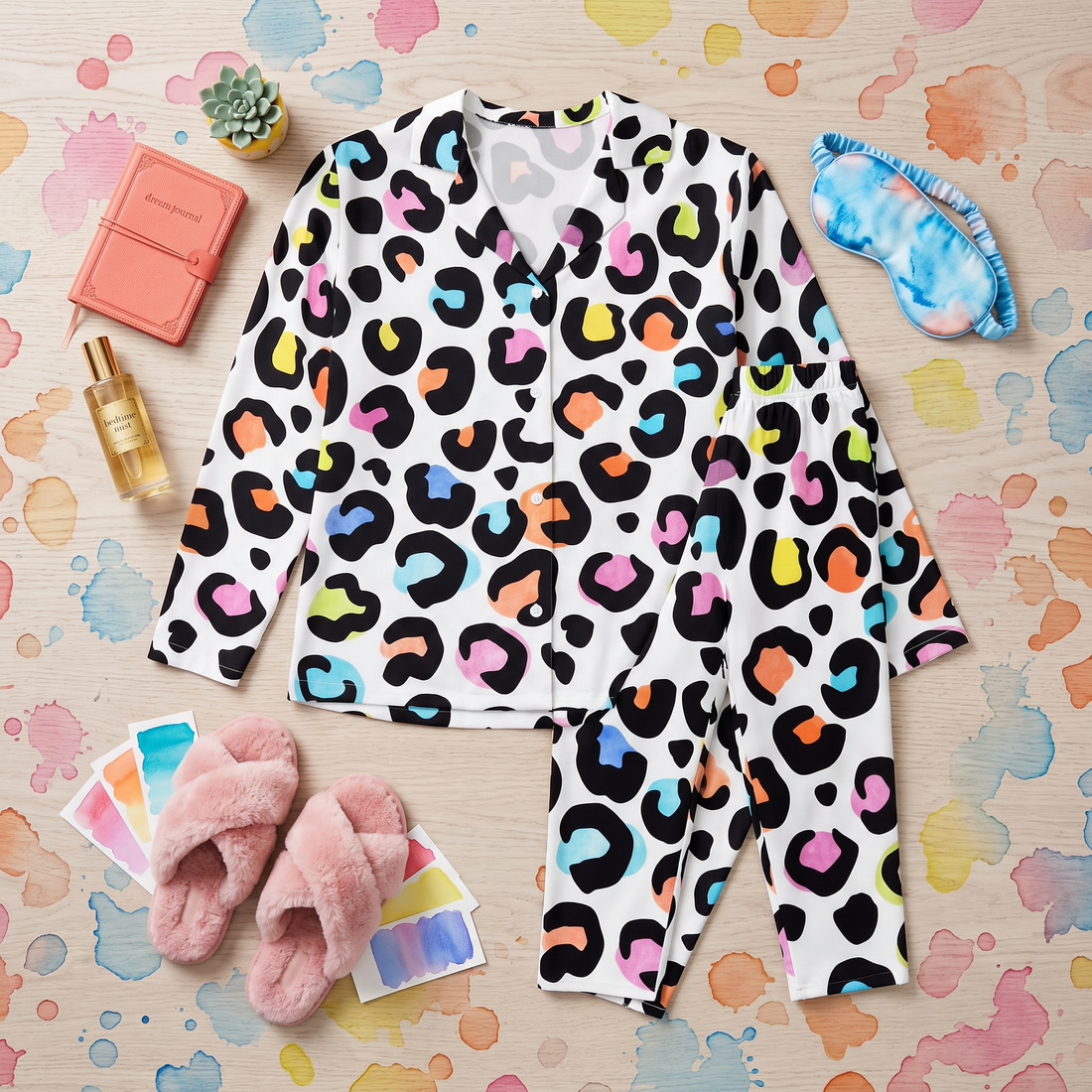 Womens Leopard Print Pyjamas