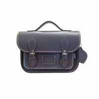Leather Midi Satchel - Double Stitch - Graphite-0