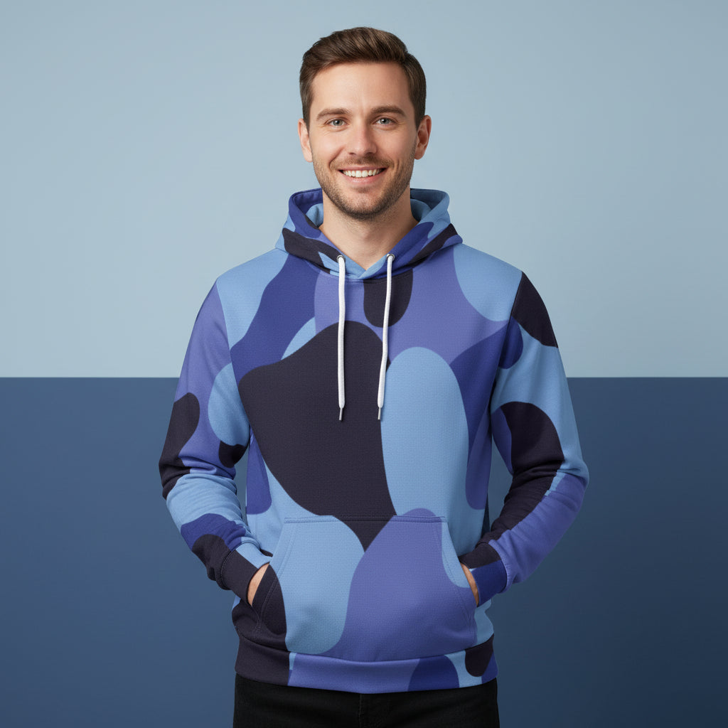 Blue Camo Hoodie | Unisex Streetwear Pullover