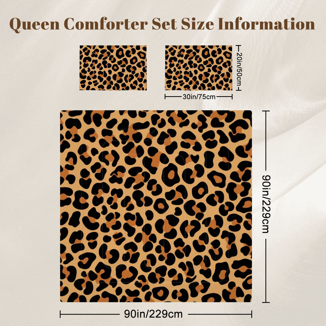 Classic Brown Leopard Print Comforter Set Queen