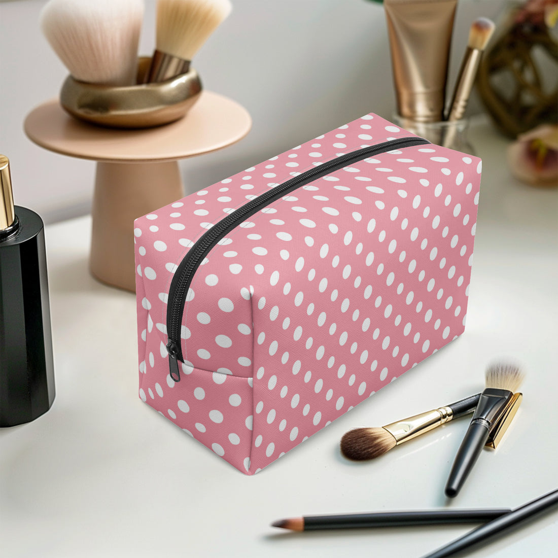 Pink Polka Dot Makeup Bag