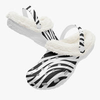 Women's Zebra Print Fluffy Clogs With Fleece Lining Ladies Shoes