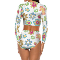 T Shirt Bikini Floral Women’s Long Sleeve Two Piece