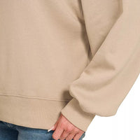 Fleece half-snap sweatshirt in ash mocha, close-up of sleeve cuff and hem