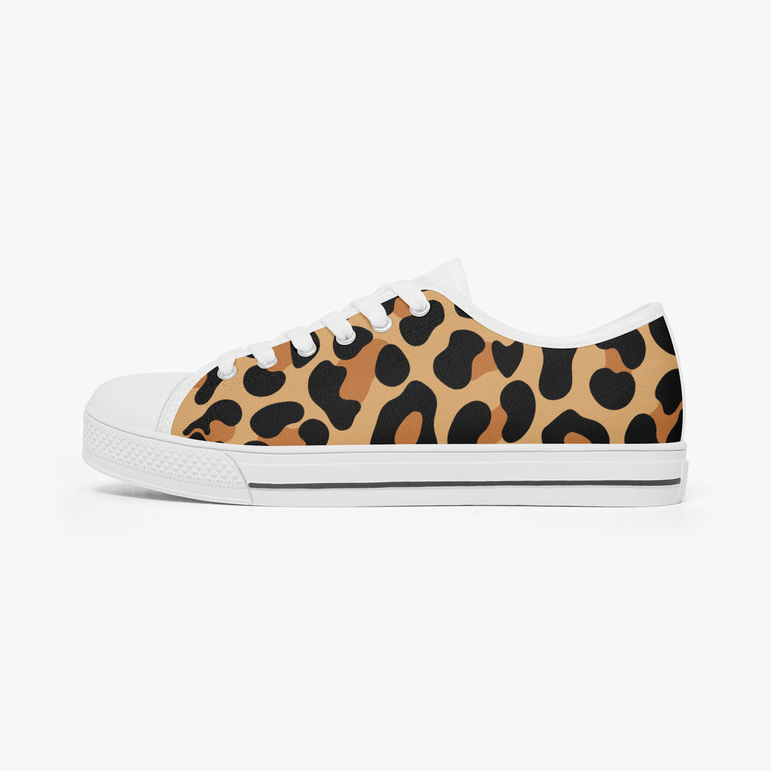 Leopard Print Trainers Womens Classic Brown Canvas Low Top Shoes