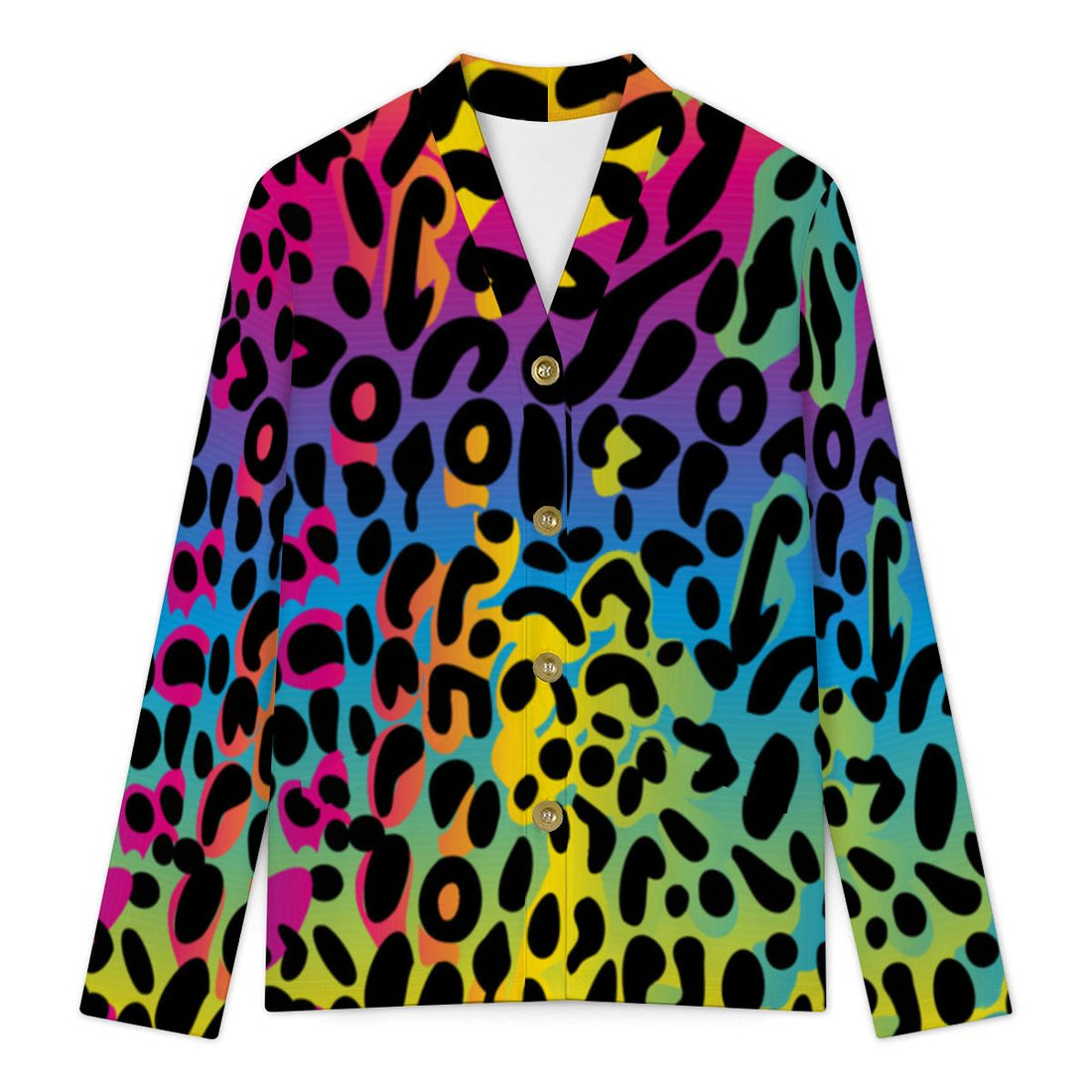 Leopard Print Cardigan Womens Neon Lightweight V Neck Sweater