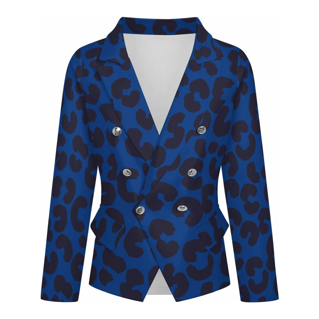 Blue Leopard Print Blazer