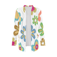 Cardigan Floral Print | White Multicolor Flower Pattern Sweater