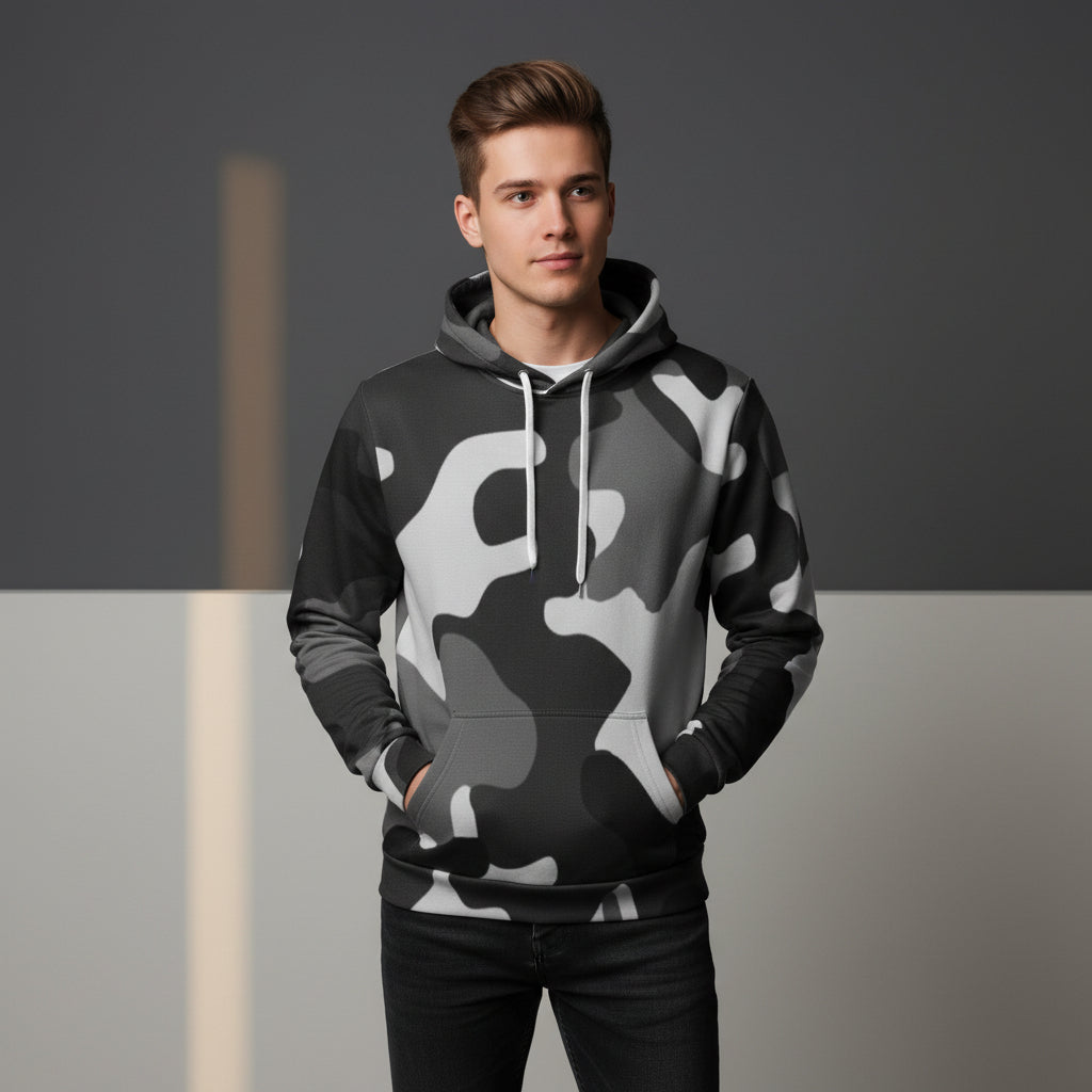 Midnight Stealth Black Camo Hoodie | Unisex Streetwear Pullover