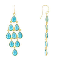 Erviola Gemstone Cascade Earrings Gold Blue Topaz-2