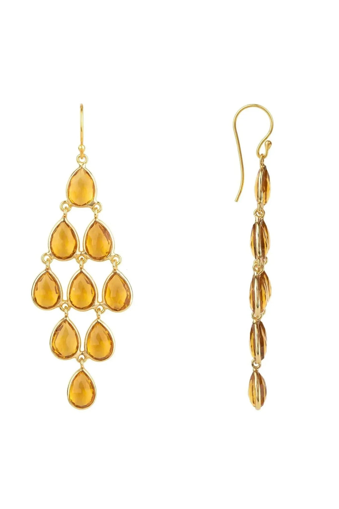 Erviola Gemstone Cascade Earrings Gold Citrine-2