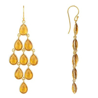 Erviola Gemstone Cascade Earrings Gold Citrine-2