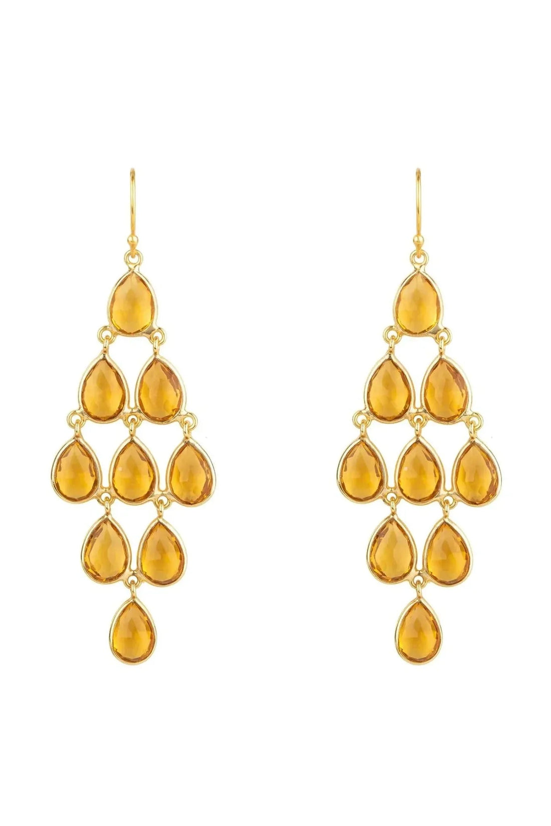 Erviola Gemstone Cascade Earrings Gold Citrine-0
