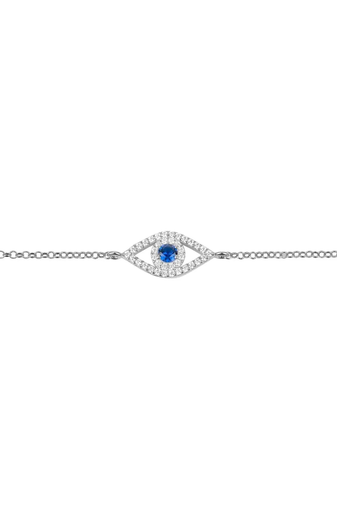 Evil Eye Elliptical Bracelet Blue Silver-2