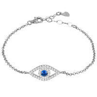 Evil Eye Elliptical Bracelet Blue Silver-0