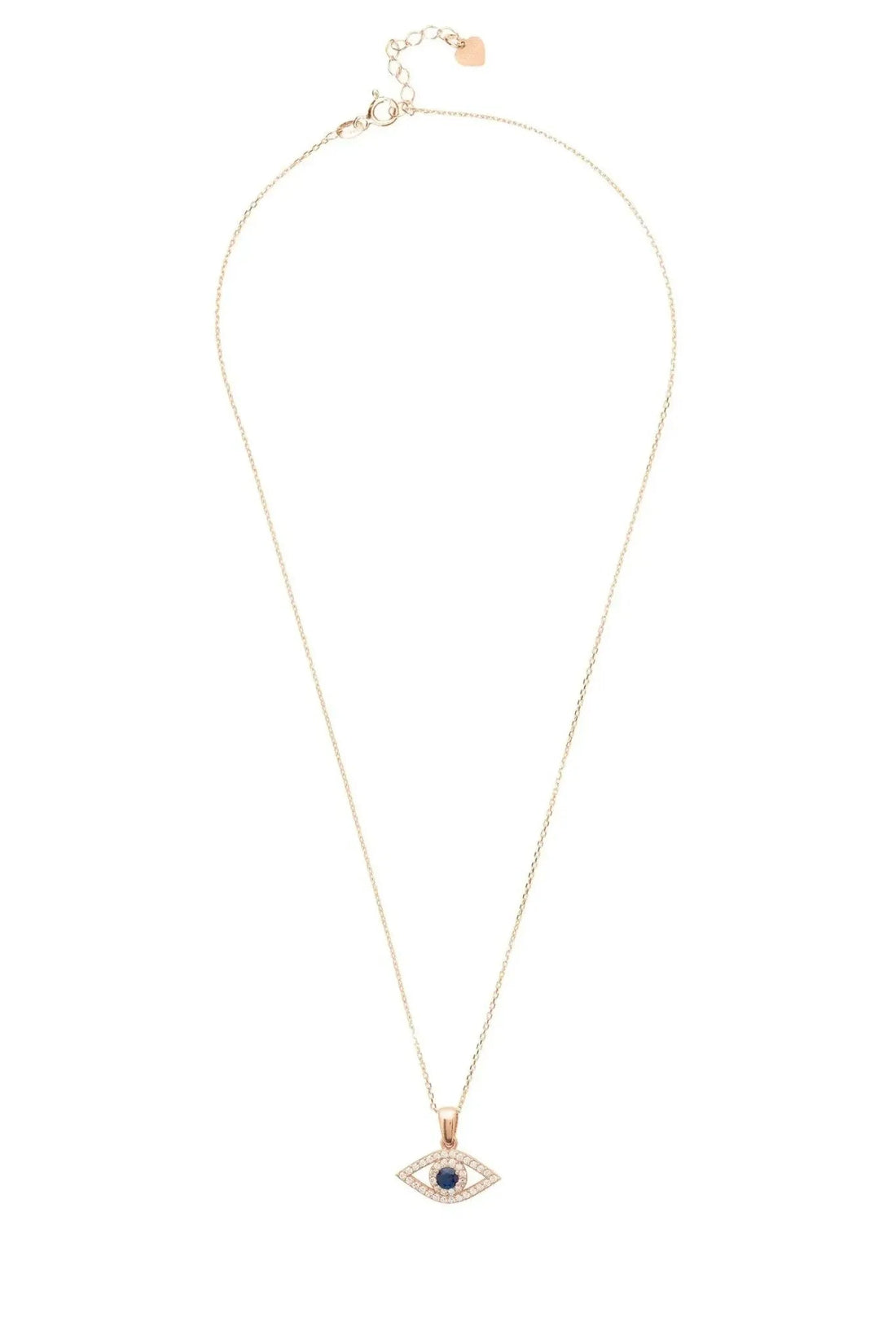 Evil Eye Elliptical Necklace Blue Rosegold-2