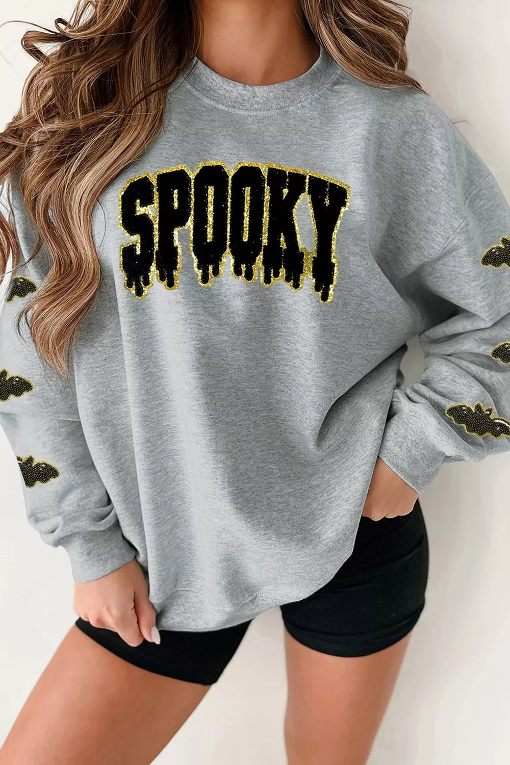 Gray Halloween sweatshirt with sequin &