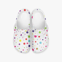 Women's White Multi Colour Shoes Polka Dot EVA Clogs