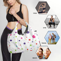 Women's Multi-Colour Polka Dot White Canvas Sports Bag