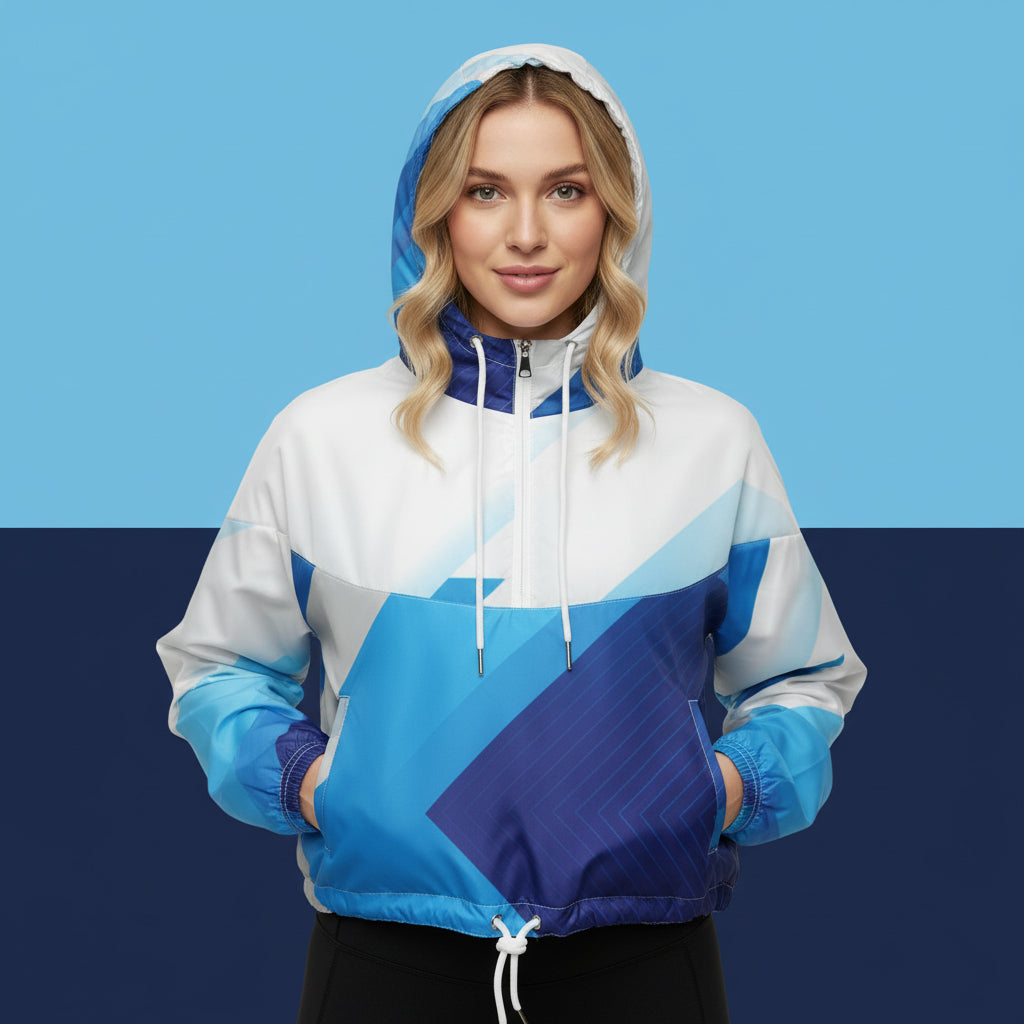 Blue White Windbreaker | Women&