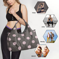Women's Brown and Pink Polka Dot Canvas Sports Bag