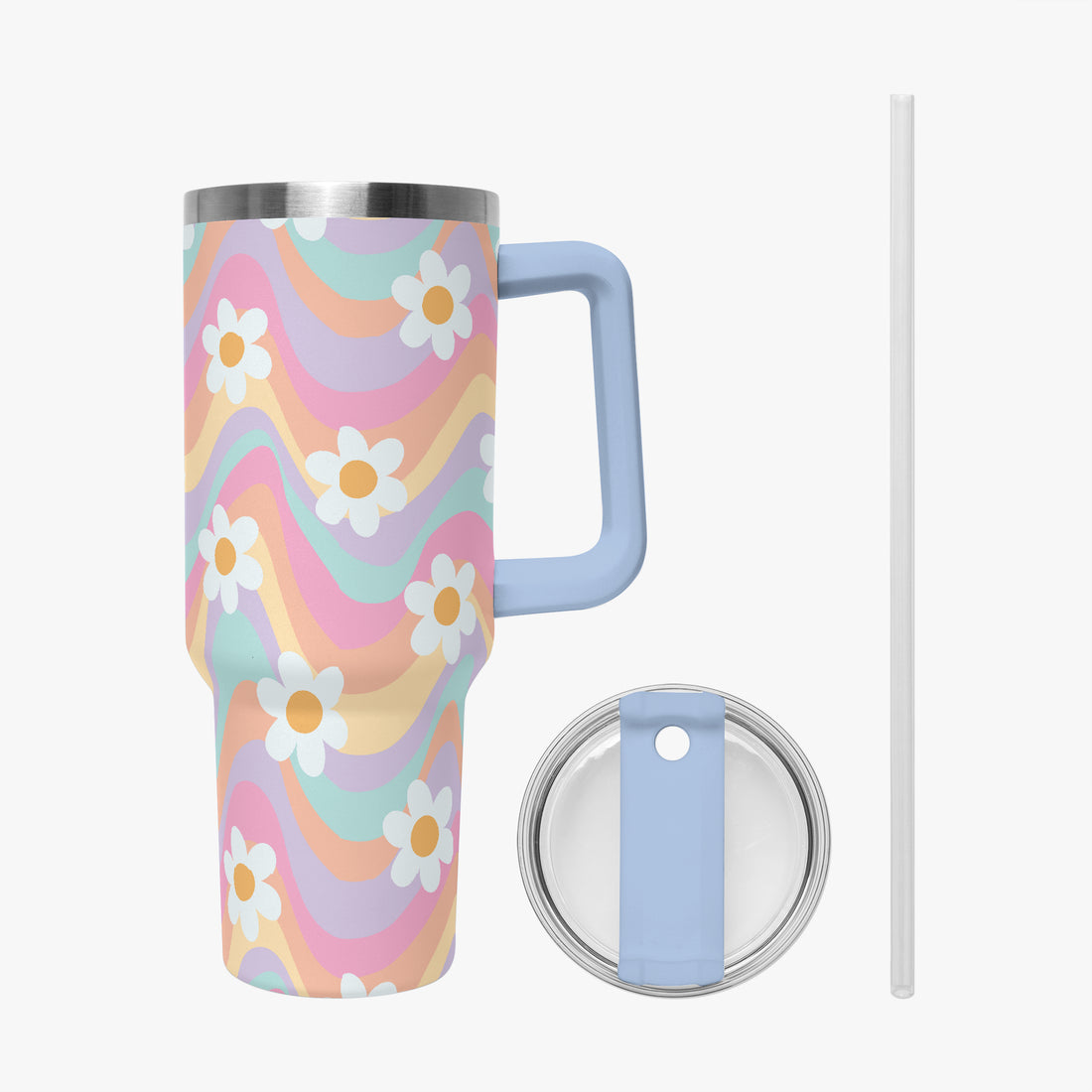 Daisy Floral Multi Coloured 40oz Stainless Steel Tumblers