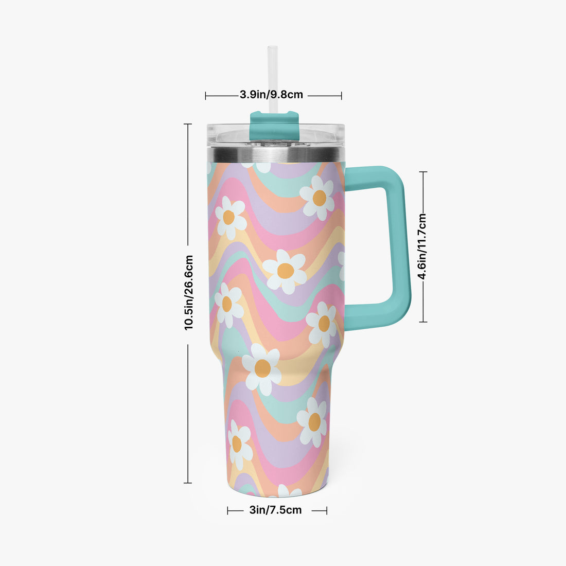 Daisy Floral Multi Coloured 40oz Stainless Steel Tumblers