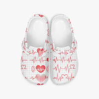 Women's Heartbeat EKG Print Nursing Clogs Professional Hospital Shoes