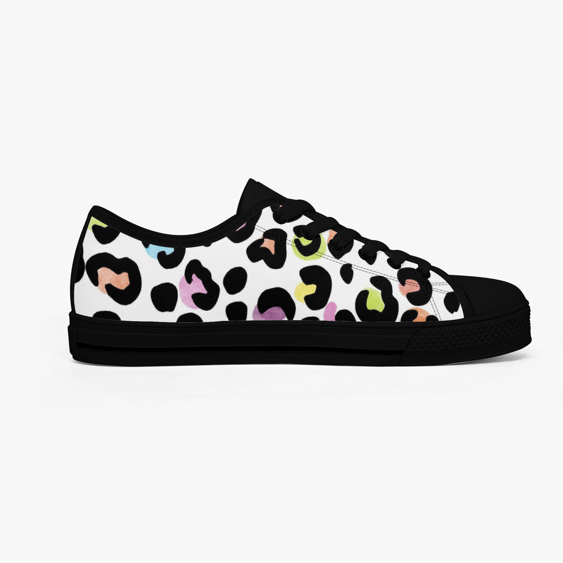 Leopard Print Trainers Womens White Multi Color Canvas Low Top Shoes