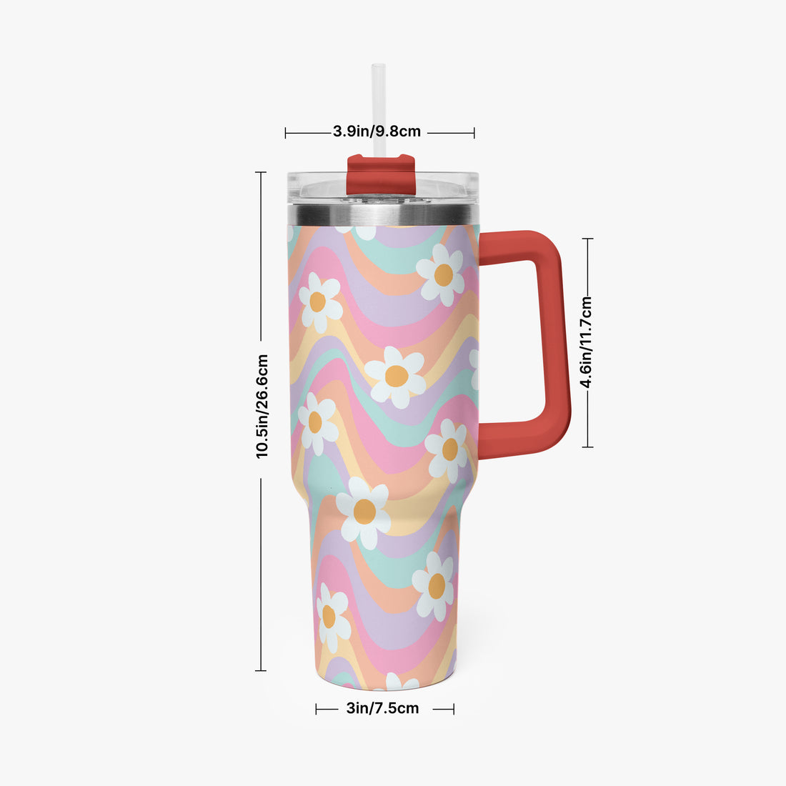 Daisy Floral Multi Coloured 40oz Stainless Steel Tumblers