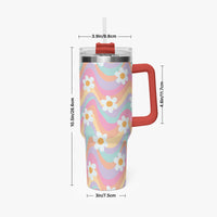 Daisy Floral Multi Coloured 40oz Stainless Steel Tumblers