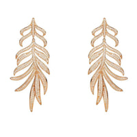 Feathered Leaf Statement Drop Earrings Rosegold-0