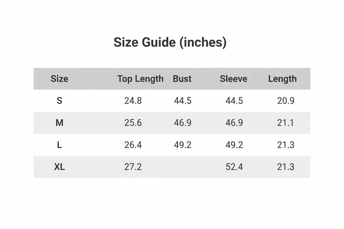 Size guide chart for women&
