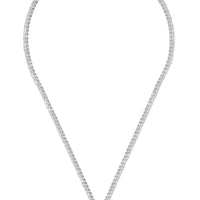 Garbo oval gemstone tennis necklace, silver with emerald green oval pendant