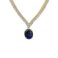Garbo Oval Gemstone Tennis Necklace Sapphire Gold-0