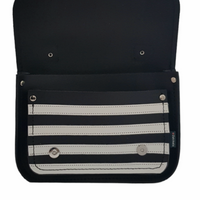 Leather Midi Satchel - Gothic Striped White & Black-3