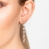 Graduated Star Drop Earrings Sterling Silver-1