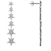 Graduated Star Drop Earrings Sterling Silver-2