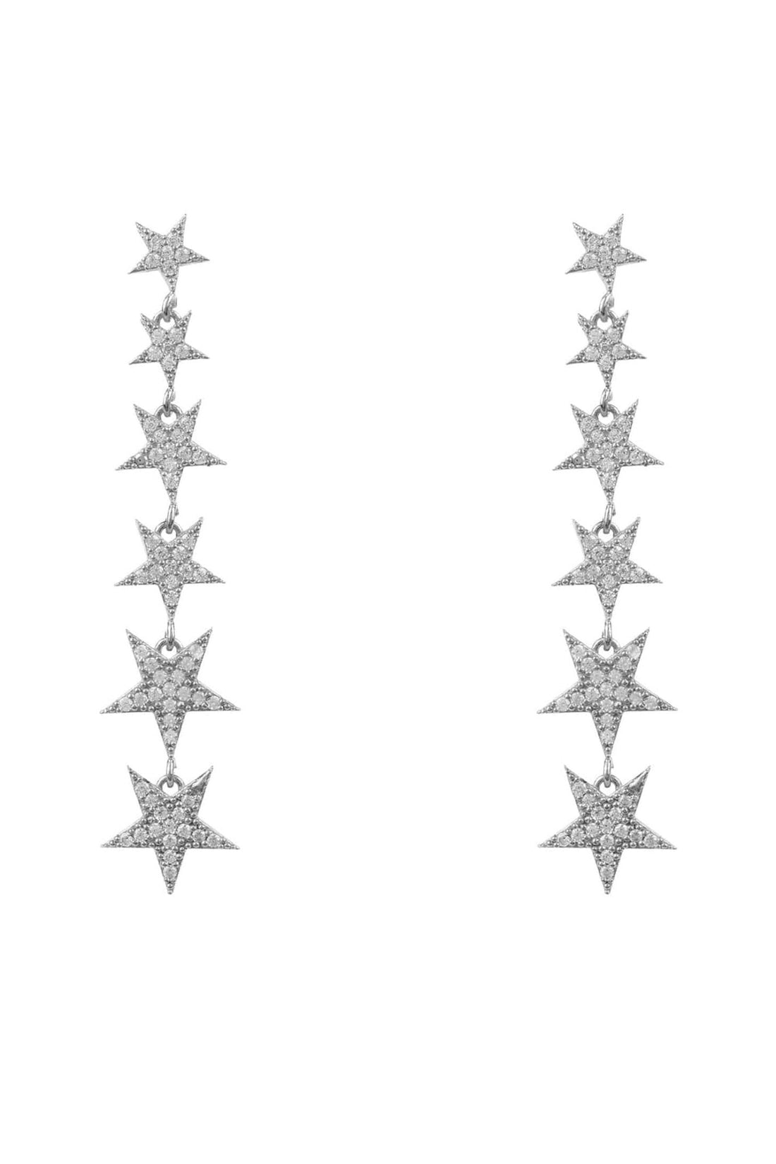 Graduated Star Drop Earrings Sterling Silver-0