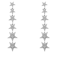 Graduated Star Drop Earrings Sterling Silver-0