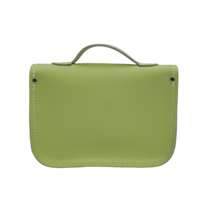Leather Midi Satchel - Grass Green-3