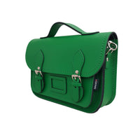 Leather Midi Satchel - Green-2