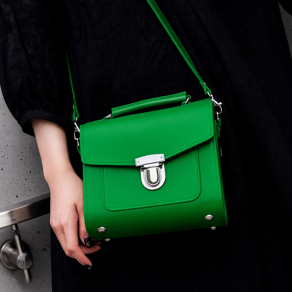 Handmade Leather Sugarcube Handbag - Green-1