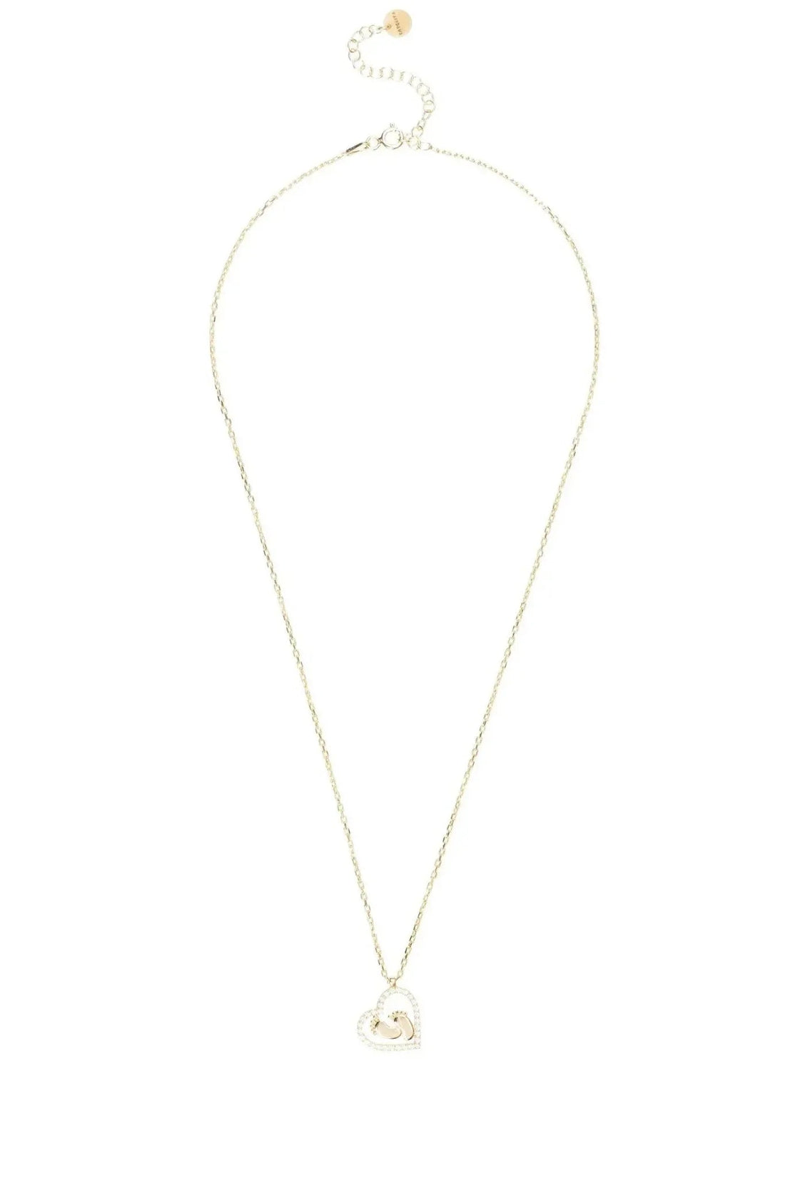 Gold chain heart mum pendant necklace with heart charm at bottom