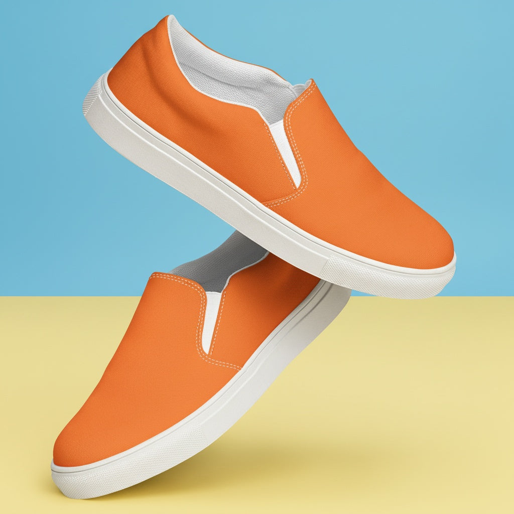 Womens Canvas Shoes Orange | Bright Tangerine Slip-Ons